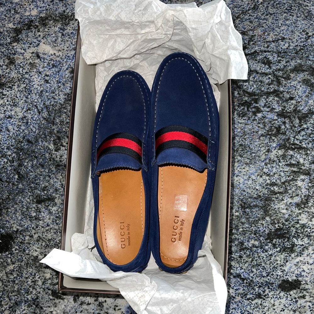 COPY - Gucci suede loafers navy blue mens